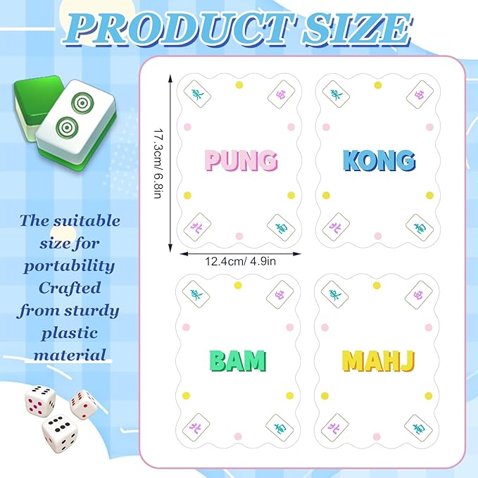 Soulchen 4 Pcs Mahjong Tile Mixer Shufflers for Mixing and Shuffling Tiles Plastic Mahjong Accessories Gifts for Lovers Games Decorative Printed Design (Transparent Frosted Print)