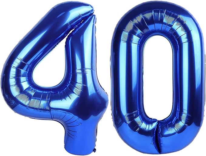 40 Number Balloons, 40 Inch Dark Blue 40th Birthday Decoration for Women & Men, Large Foil Party Decorations for Engagement Celebration Memorial Day's Supplies