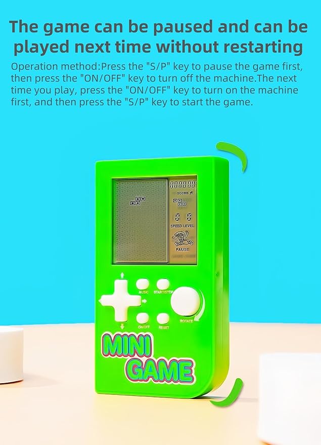 JXD Mini Puzzle Block Game Console Built-in 26 Retro Brick Games Travel/Indoor/Outdoor Leisure Handheld Game Console Portable Electronic Games Children/Students/Teens Toys (Red)