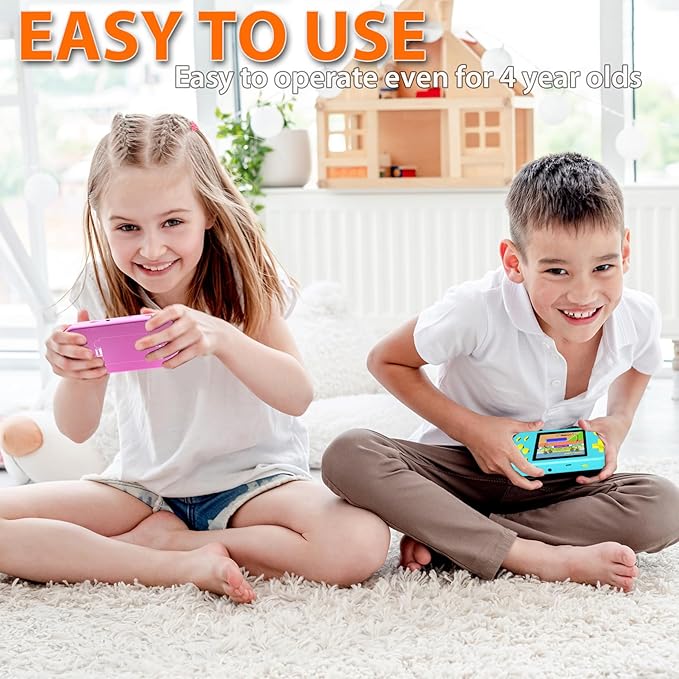 Handheld Games for Kids Adults with Built in 268 Classic Retro Video Games,3.0'' Color Screen Rechargeable Portable Arcade Gaming Player,Boys Girls Travel Electronics Toys Birthday Gift (B-Pink)