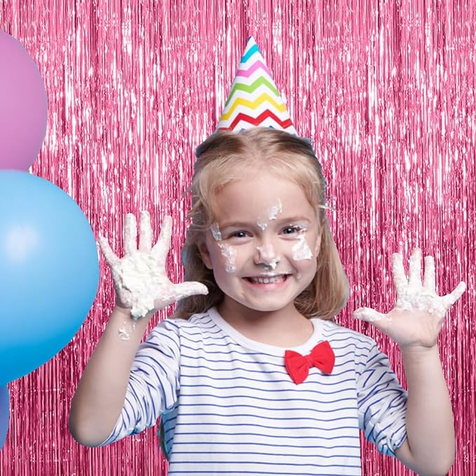 10 Pack Pink Backdrop Party Decorations Tinsel Curtain Party Backdrop Foil Fringe Birthday Decorations Photo Booth Streamer Backdrop Pink Theme Bachelorette Graduation Party Decorations