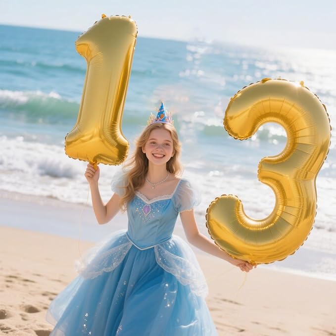 40 Inch Gold Balloon Number 3 Balloon,Number Balloons Gold Big Giant Jumbo Number 3 Foil Mylar Balloons for 13th Birthday Party Anniversary Events,Wedding Anniversary Party Decorations