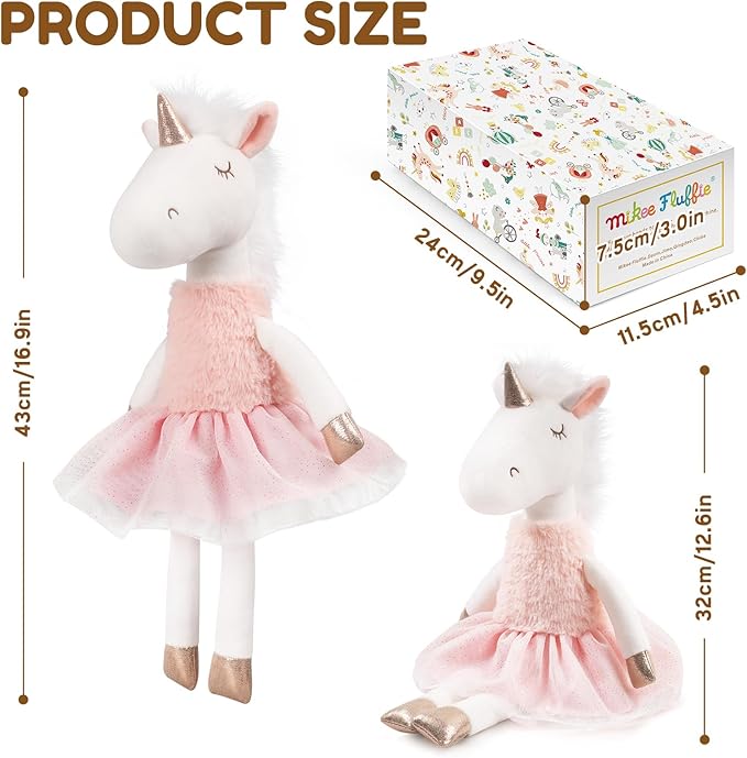 Unicorn Toys for Girls Age 4-6,16.5" Pink Unicorn Stuffed Animal for Girls Toy, Ballerina Plush Unicorn,Cute Stuffed Animal Birthday Decorations