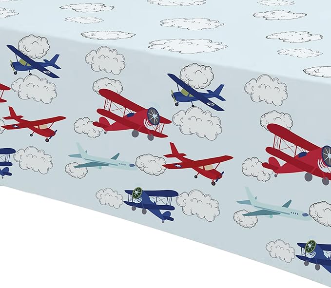 Airplane Party Decorations Tablecloth Boy's Birthday Baby Shower, 3 Pack Disposable Aviation Theme Airplane Birthday Party Supplies Tablecover, 55in x 86in