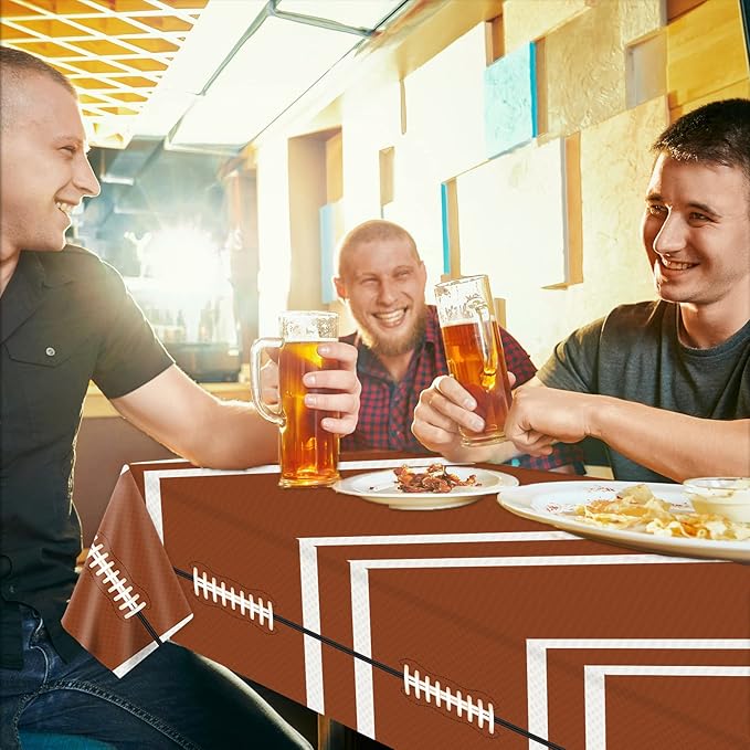 3PCS Football Tablecloths Football Birthday Plastic Table Cloth Party Decorations Football Disposable Table Covers Touchdown Game Day for Rectangle Tables Sports Party Supplies, 54 X 108 Inches