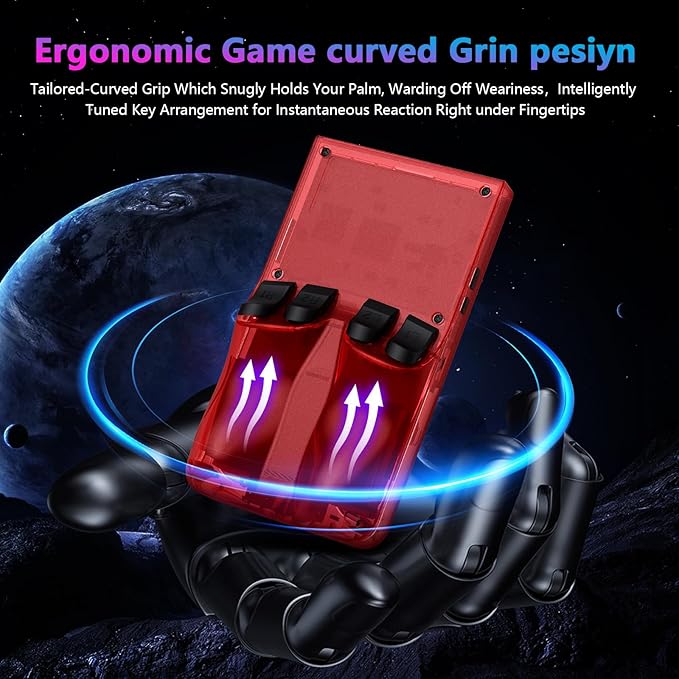 R36MAX Retro Handheld Game Console, 4.0 Inch 720x720 IPS Screen, 64GB Built-in 18,000+ Classic Game, Portable Hand Held Open Source Linux System, 4000mAh Battery Retro Gaming Console(Red 64GB)