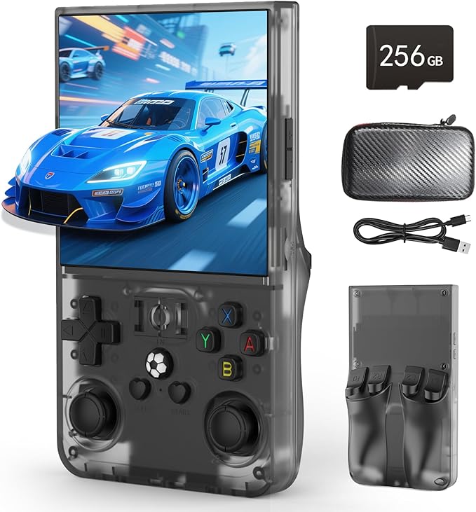 RegiisJoy R36 MAX Handheld Game Console 40250 Games, 4 inch IPS Screen Retro Game Console, Mini Portable Pocket Arcade 4000mAh 256G TF