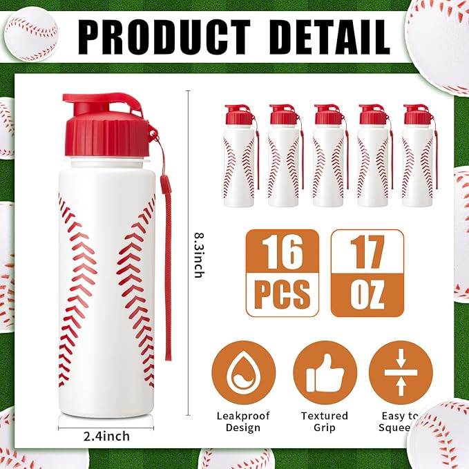 LemonRoad 164 Pcs Sports Party Favors Set 16 Plastic Cups 16 Charm Bracelets 16 Keychains 16 Mini Foam Stress Balls 100 Stickers for Sports Party Supplies (Baseball)