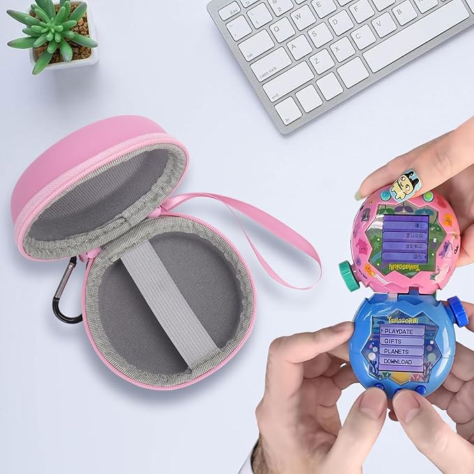YouKnow Hard Case for Tamagotchi Paradise Electronic Virtual Pet Game Machine with Carabiner (Only Case) (Pink)