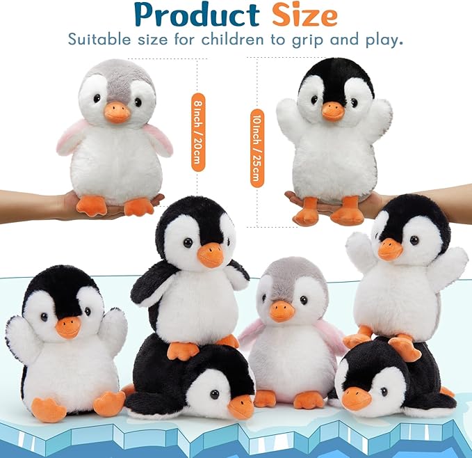 MaoGoLan 8 Pack Penguin Plush Toys 10 inch Arctic Stuffed Animals Bulk for Kids Girls Easter Stuffed Penguin Party Favors Classroom Decorations Stuffy Gift Basket Stuffers