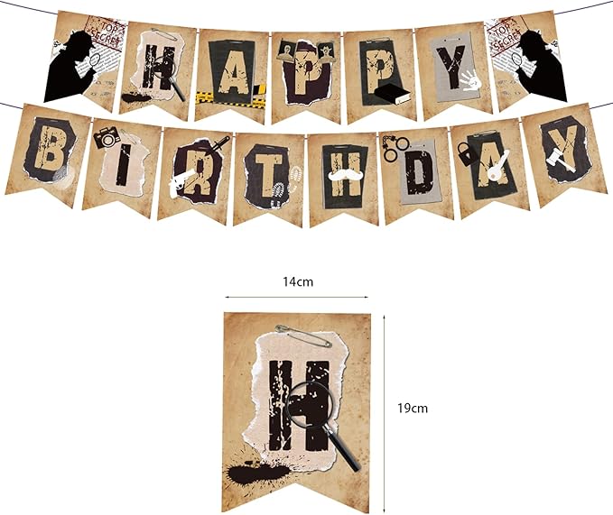 Detective Party Decorations Detective Birthday Party Supplies Includes Detective Birthday Banner Cake Topper Cupcake Topper Balloons for Top Secret Party Mystery Party Spy Theme Party Decorations