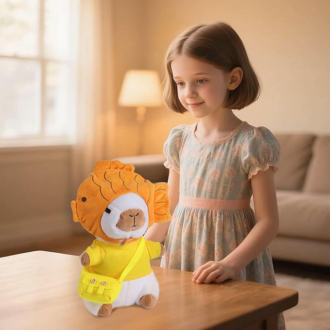 Cute Capybara Plush with 10 Pcs Clothes & Accessories, Cute Capybara Stuffed Animal with Outfits, Dress Up Capybara Stuffed Animal Plush Toys for Kids Girl Boy Birthday