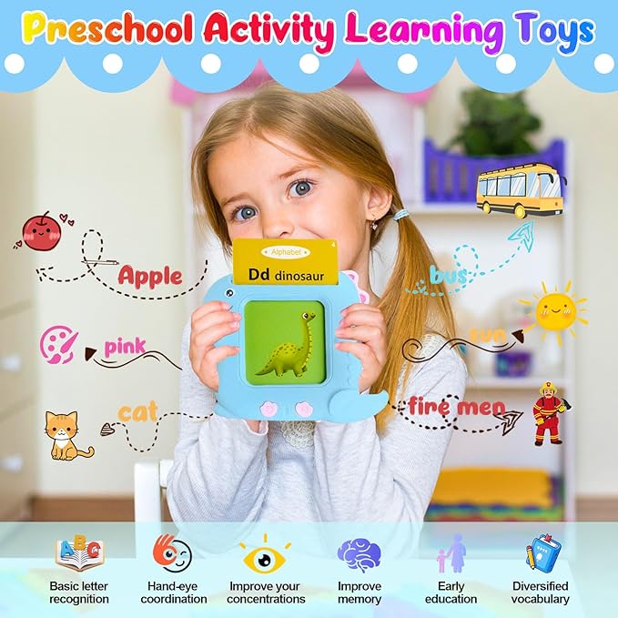 Talking Flash Cards for Toddlers 3-5 Years Old, Pocket Speech Therapy & Autism Sensory Toy with 336 Sight Words, Montessori Educational Learning Device Gift
