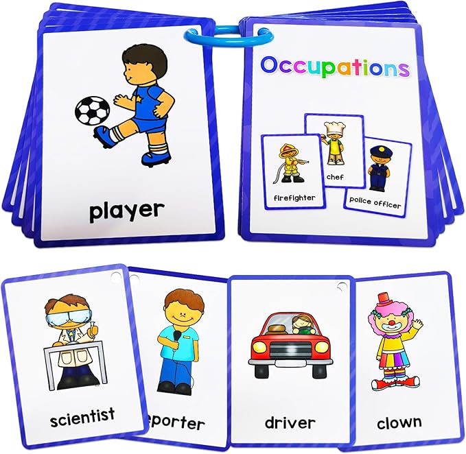 Learning Flashcards Occupations, 28 Different Occupations Educational Cards, Social Learning Card for Kids