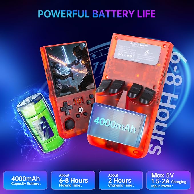 R36MAX Retro Handheld Game Console, 4.0 inch IPS HD Screen Retro Game Console with 4000mAh Battery, Portable Video Gaming Console with 64GB TF Card, Open Source Linux System, Support 30+ Emulators