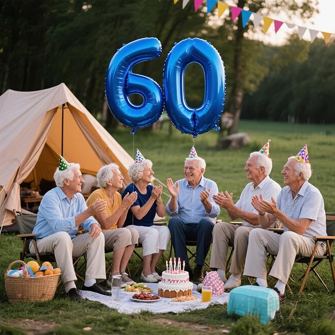 40 Inch Navy blue Number 60 Digital Balloon,Jumbo Mylar Foil Helium Balloon for 60 Balloons for Birthday Party,Wedding Anniversary Party Decorations