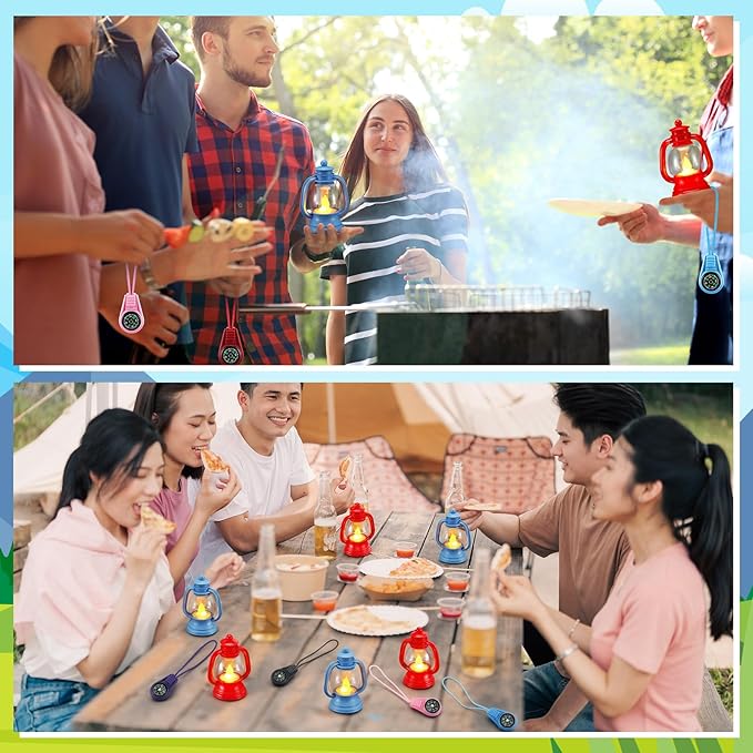 VIHOSE 24 Pcs Camping Party Favors Set Happy Camper Party Gifts with Mini Camp Compasses and Mini Camp Lamps for Camping Adventure Outdoor Hiking Supplies