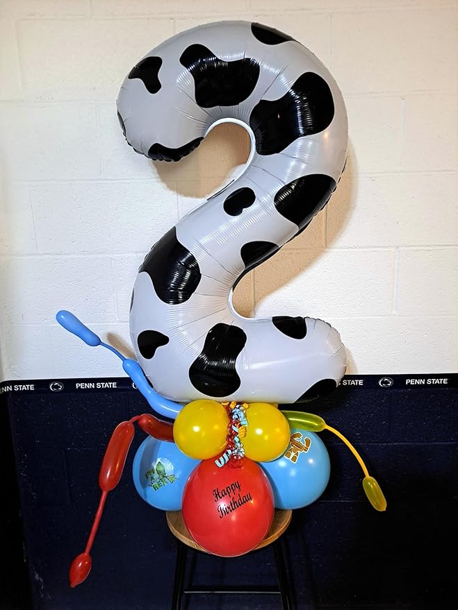 Cow Print 7 Balloon, Number 40 Inch Birthday Party Decorations, 7th Balloon Number, Cow Print Seven Birthday Decorations, Number 7