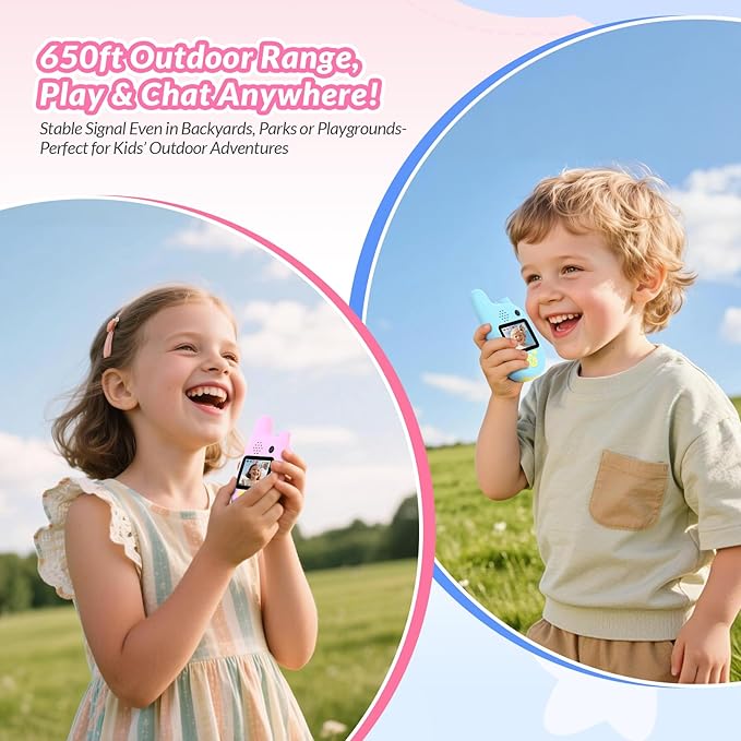 Video Walkie Talkies for Kids with Dual Cameras,2 Pack Rechargeable Kids Walkie Talkies Toys for Ages 3-9 Year Old Boy Girl, Birthday for 3 4 5 6 7 8 Year Old Boys Girls,Indoor&Outdoor