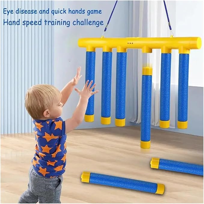 Reflex Challenge Drop Sticks Game - Hand Eye Coordination & Reaction Training Toy for Kids & Adults, Nerve Exercise Catching Sticks Game