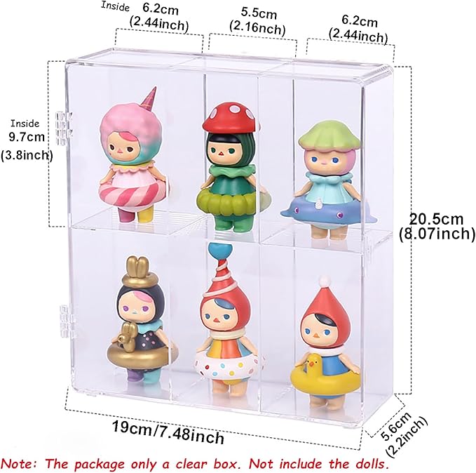 Clear Acrylic Display Case, Stackable Plastic Storage Bins with Lid for Collectibles Action Figure 2 Layer 6 Separate Room Hobby Figure Display Case Box