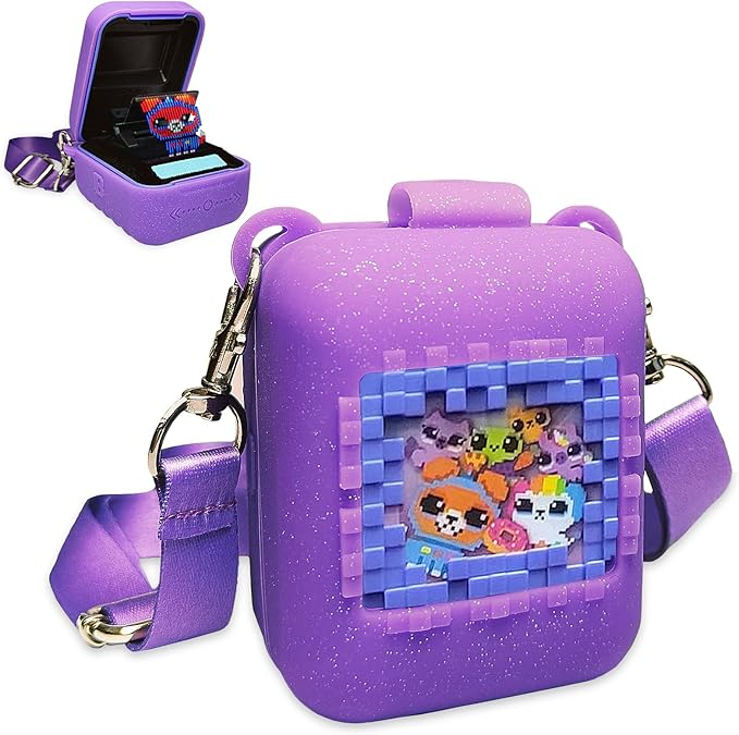 Silicone Case for Bitzee Interactive Toy Digital Pet Case, Protective Skin Cover for Bitzee Virtual Electronic Pets Lanyard Accessories (Purple)