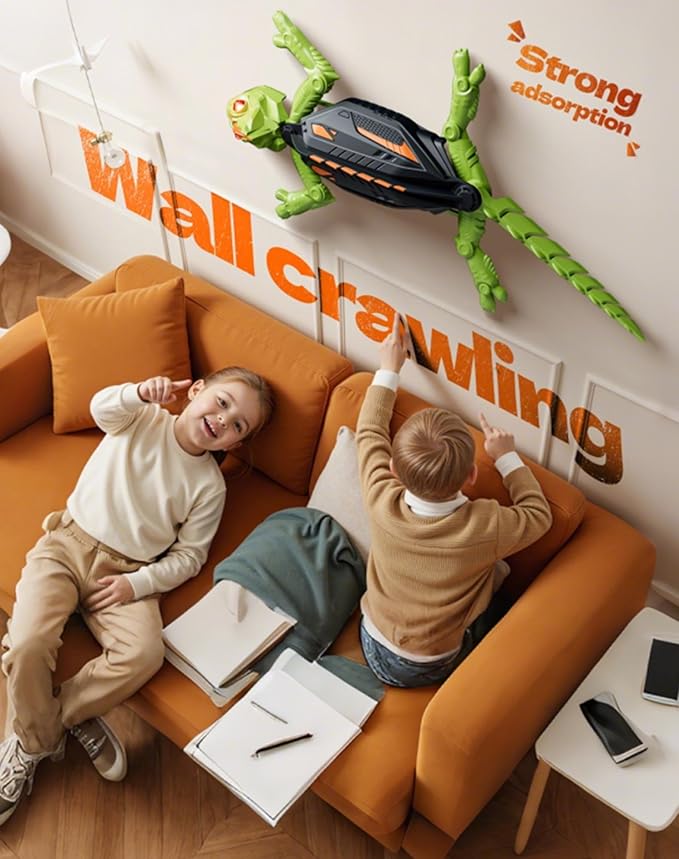 Lizard Toy,2025 New Lizard - Play Pack,Floor & Wall Driving Dual Mode,Wall Crawling Gecko Remote Control Electric LizardToy with LED Glowing Eyes,Wall Climbing RC Gecko Toy for Kids (A1)