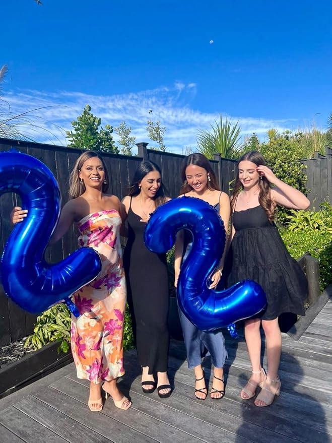 40 Inch Night Blue Large Number 4 Birthday Balloon, Giant Number Four 14 24 34 40 44 Balloons, Night Blue Foil Mylar Big Balloons for Anniversary Graduation Supplies Decorations