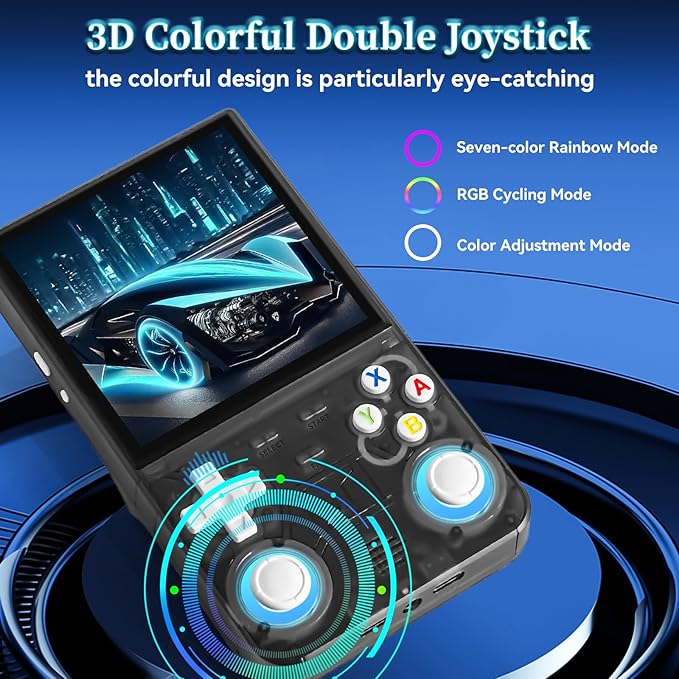 R36Ultra Retro Handheld Game Console - Open Source Linux System, 30000+ Pre-Installed Classics, 4.0" IPS Display, 30+ Emulator Support, Includes 64GB Card & Portable Case (Black)