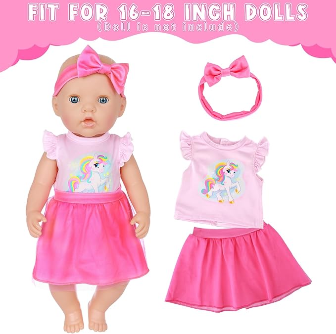 Ecore Fun 15 Pcs Baby Doll Diaper Bag with Clothes and Accessories,Doll Alive Feeding and Caring Set for 16-18 Inch Dolls,Include 16 inch Girl Doll Clothes,Bottles, Pacifier,Bib,Diaper