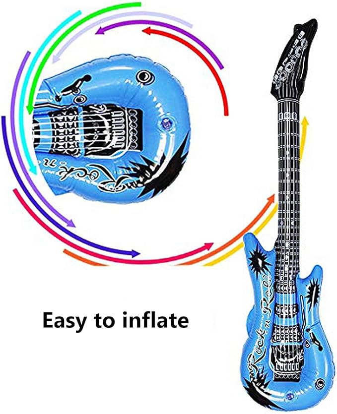 Dr.dudu Inflatable Guitar, Waterproof Assorted Colors Party Decoration (6pack)