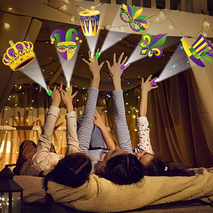 36PCS Mardi Gras Finger Lights Mardi Gras Party Favors Glow in the Dark Light Up Finger Lights Carnival Green Purple Toys Bulk for Kids Birthday Party Goodie Bag Stuffer Birthday Gift Classroom Prize