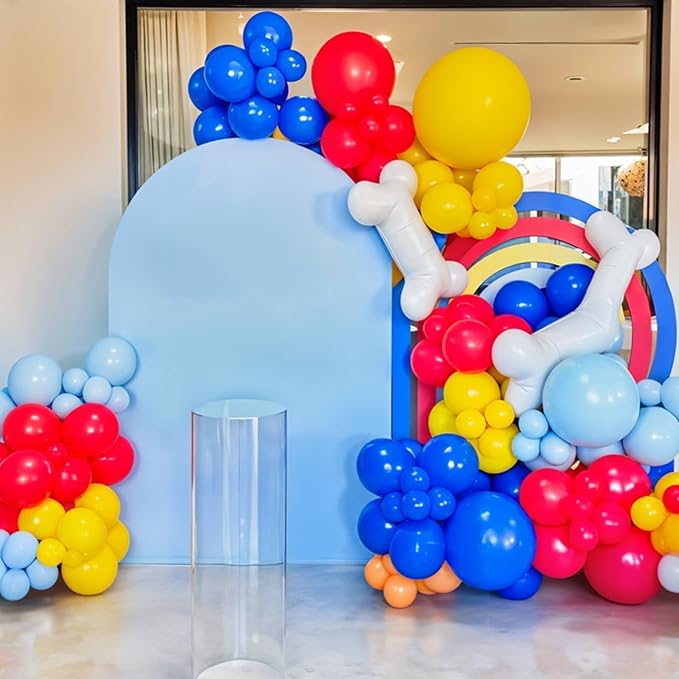 Paw Balloons, Red Yellow Blue Animal Paw Print Latex Balloons with Bone Foil Balloon for Boy Girl Theme Birthday Party Graduation Baby Shower Backdrop Supplies