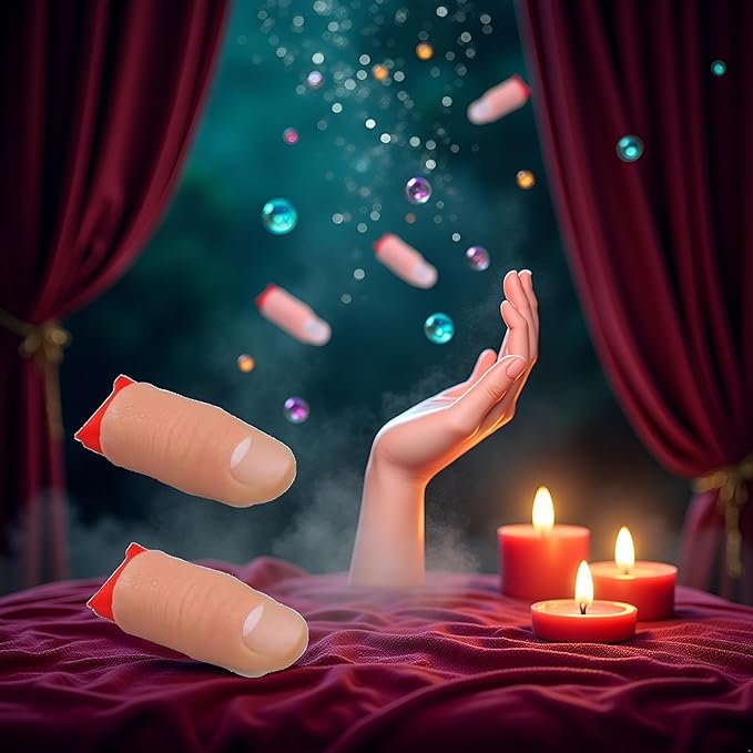 2 Pcs Fake Thumb Tip Magic Tricks,Fake Thumb Tip Silk Vanish Magic Disappearing Silk,Fake Thumb Tip Magic Trick Gimmick Magician Accessory Magic Kits and Accessories,Novelty and Gag Toys