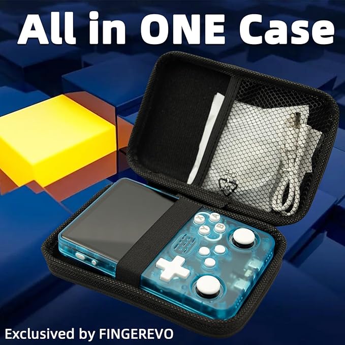 R36S Handheld Game Console 3.5-in 640*480 IPS OCA Screen 3200mAh Opensource System RK3326 Blue Transparent
