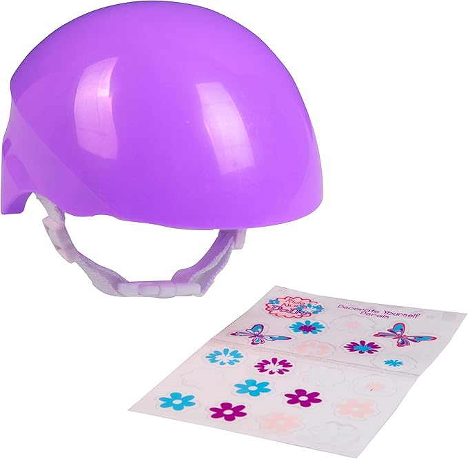 Purple Bike Helmet for 18" Dolls - Includes Doll Bicycle Helmet w Decorative Decal Stickers Accessory