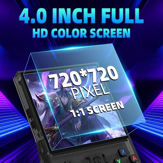 R36MAX Retro Handheld Game Console,128GB Open Source System Support 30+ Emulator Console,4.0 Inch IPS Screen Retro Gaming Console,4000mAh Battery,Portable Video Game Console for Christmas(Black)