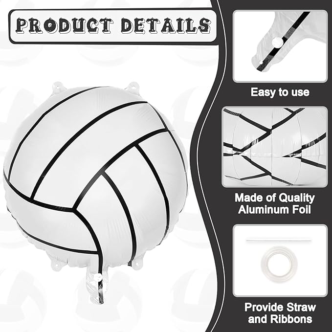 12 Pcs Volleyball Balloons,18 Inch Volleyball Foil Balloons,Volleyball Party Decorations Sports Mylar Balloon for Sports Theme Party Supplies (Volleyball)