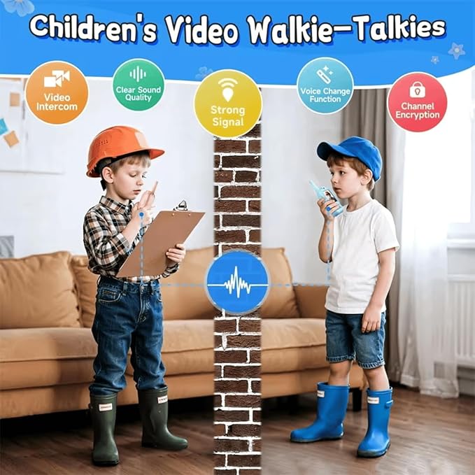Video Walkie Talkies for Kids – 2 Pack Long Range Walkie Talkie Toys with Camera & Clear Sound – Rechargeable Kids Walkie Talkies for Outdoor Adventures, Camping, Hiking, Birthday Gifts Ages 3-12