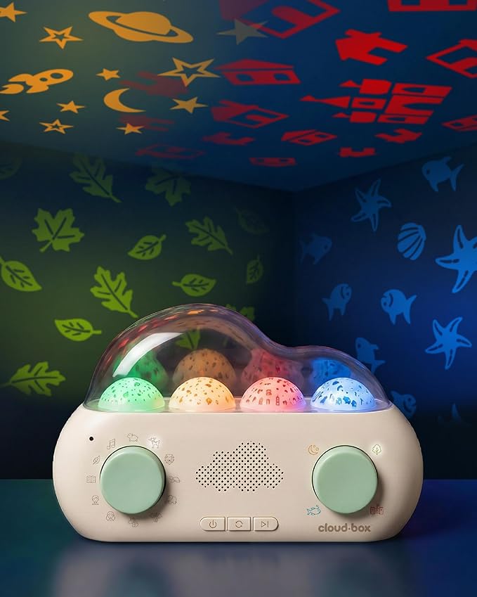 Cloudb Cloudbox Storytime Audio Story Books Toy Gift for Toddlers Kids Girls Boys | English/Spanish Voice Record Storyteller | 36 Stories, 8 Melodies, Star Projector Night Light White Noise Dreambox