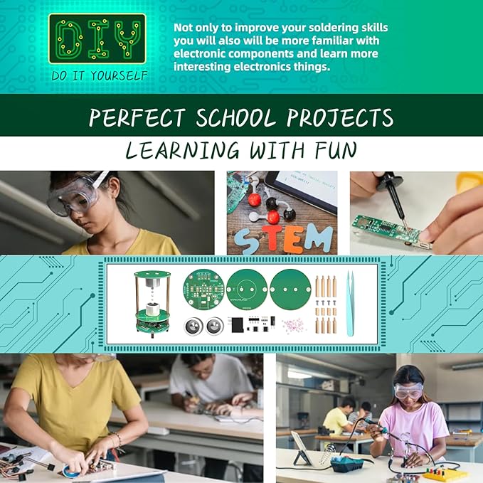 Electric Ultrasonic Levitator Kit, Soldering Projects Mini Cool Acoustic Levitator, Soldering Practice Kit DIP Version for Learning Teaching STEM Education Ideal Gift for Friends and Family (Green)