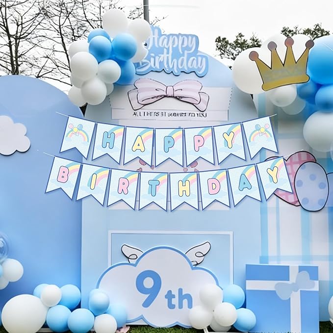 TaoBary Kawaii Cartoon Dog Happy Birthday Banner Pre-strung Hanging Sign Cute Puppy Party Decorations Anime Dog Themed Decorations Banners for Girls Women Birthday Party Supplies