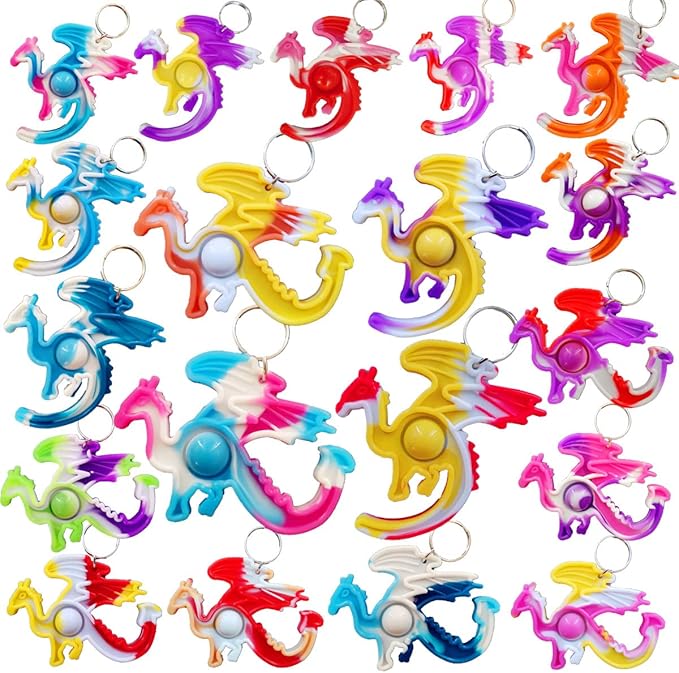 24 packs Dragon Bulk Mini pop Fidget Gift for Holiday Boys and Girls Kids Party Favors Supplies and Classroom Students Prize