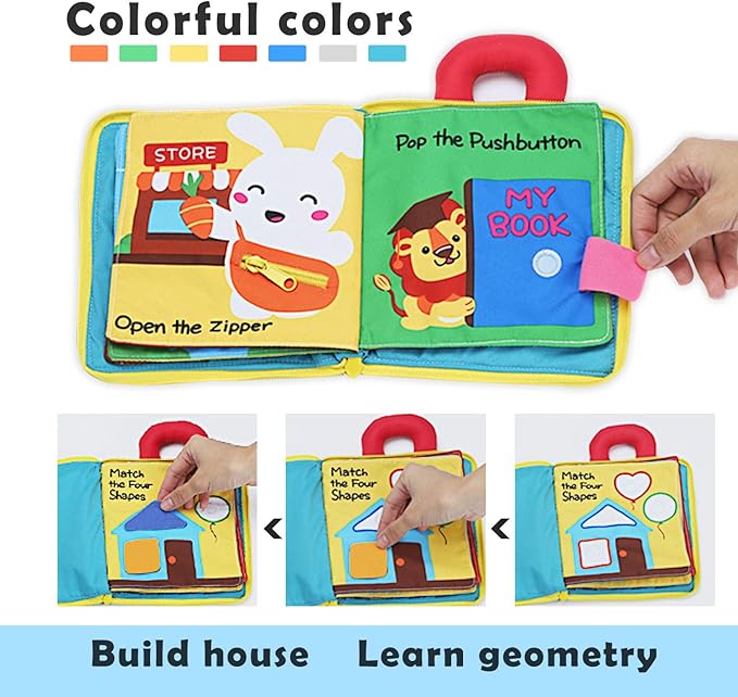 beiens My Quiet Books - Soft Activity Books for Babies, Toddler Learning Sensory Story Book, Life Skill Education & Identify 3D Cloth Books for Infants, Non Toxic Boys and Girls Soft Toys