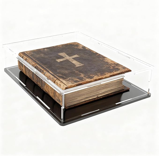 Clear Display Case for Book, Acrylic Box Protector for Stamps, Coins, Cards, Photos, Album, Jewellery, Books and Collectibles 10.6 (L) × 8 (W) × 2.4 (H) inch