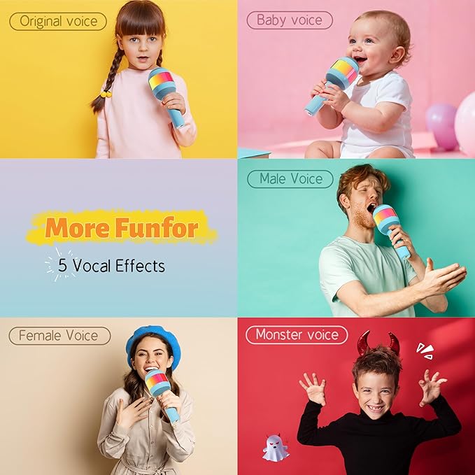 Karaoke Machine for Kids Adults, Portable Bluetooth Microphone Song Toys with LED Light, Best Chritmas Birthday Festival Party Gift for 3 4 5 6 7 8 9 10 11 12+ Year Old Girls Boys (Blue)