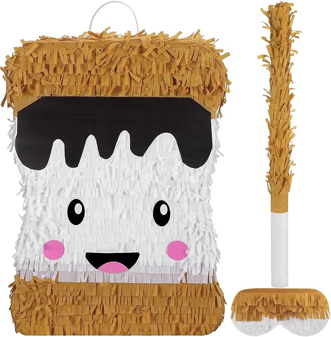 Soulchen Birthday Party Piñata Decorations Includes Eye Mask Stick Blindfold Confetti Birthday Party Camping Theme Favor Supplies(S'more)