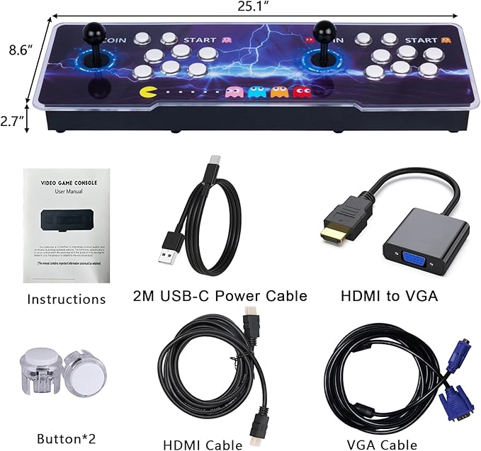 RegiisJoy 50000 in 1 Pandoras Box Ultra Arcade Game Console , Retro Game Machine for PC & Projector & 4K TV, 3D Games, Search/Save/Load/Pause Games, 1280X720,256G TF