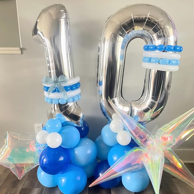 40 Inch 25th Birthday Balloons for Men, Mylar Self Inflating Silver 25 Balloon Number, Big Foil 2 & 5 Helium Balloons for Women 25 Year Old Birthday Party Decorations Women Anniversary Decor Supplies