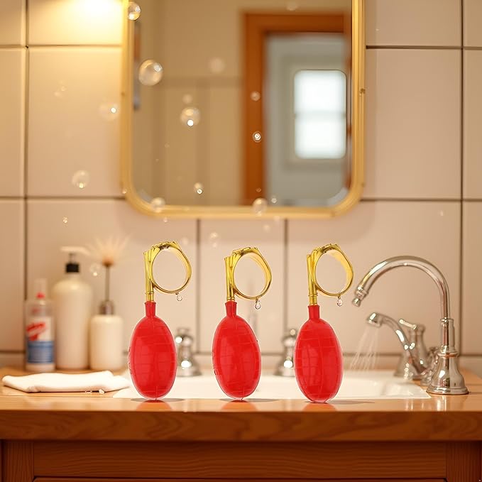 3Pcs Red Water Squirt Games Water Spray Ring Tricky Games Spoof April Fools' Day Tricky Prank Gag and Practical Jokes Novelty and Gag
